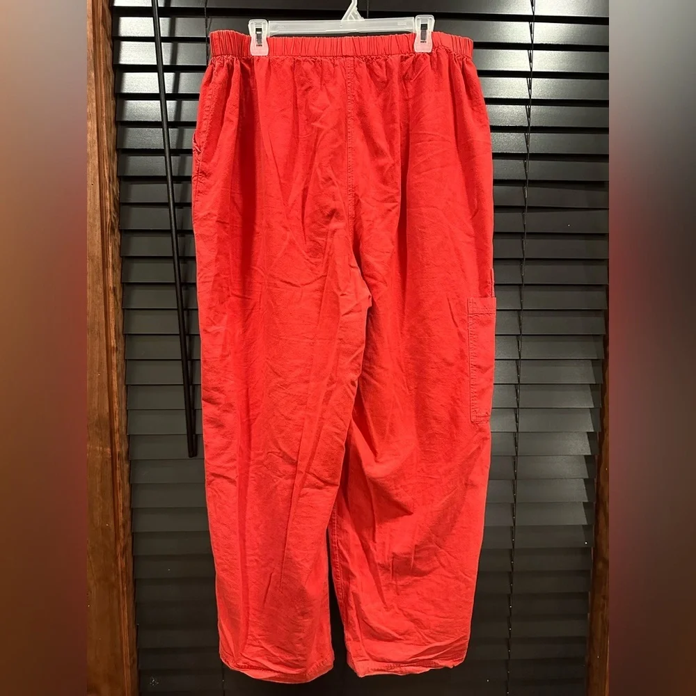 CaRáN New York Red Cotton Cargo Pants Plus Size 1X Coastal Boho Minimalist